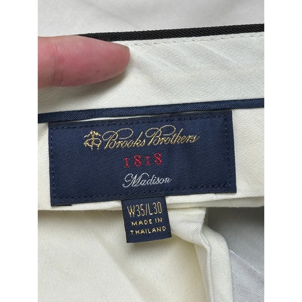 Brooks Brothers 1818 Madison Mens 35x30 Brown Wool Pleated‎ Dress Pants Trousers